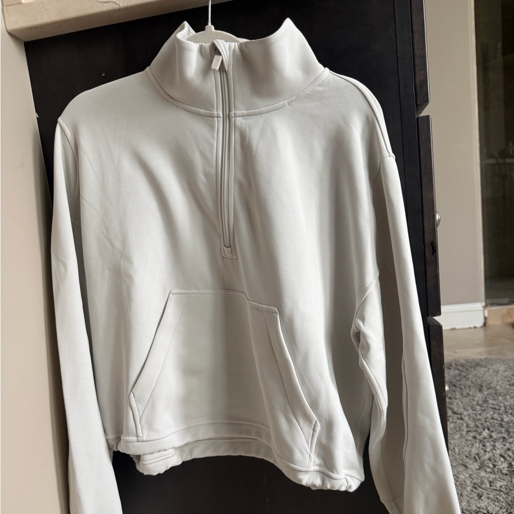 Lululemon Cropped Half-Zip Pullover Sweatshirt - bone